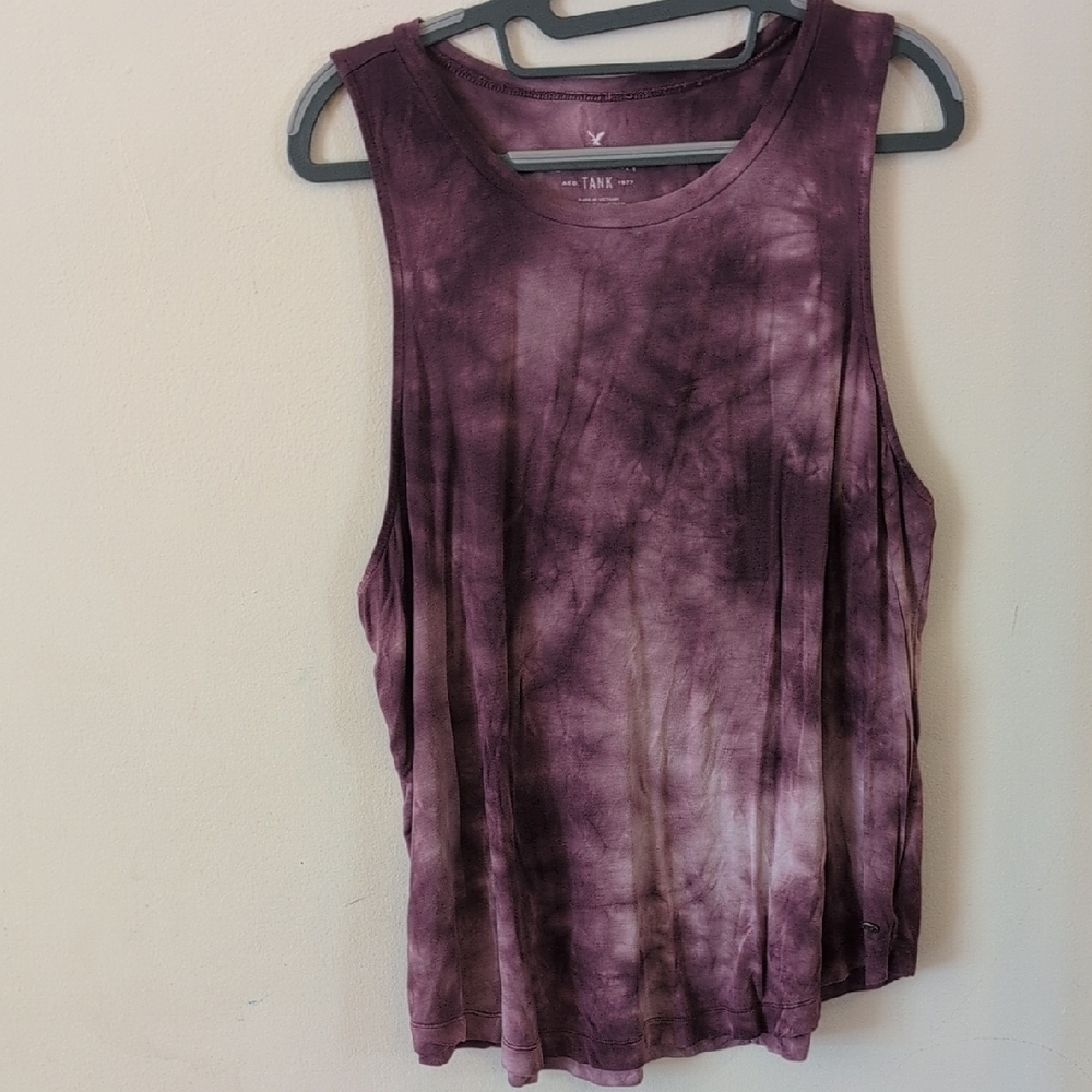 American Eagle Outfitters Maroon Tie-Dye Tank Top